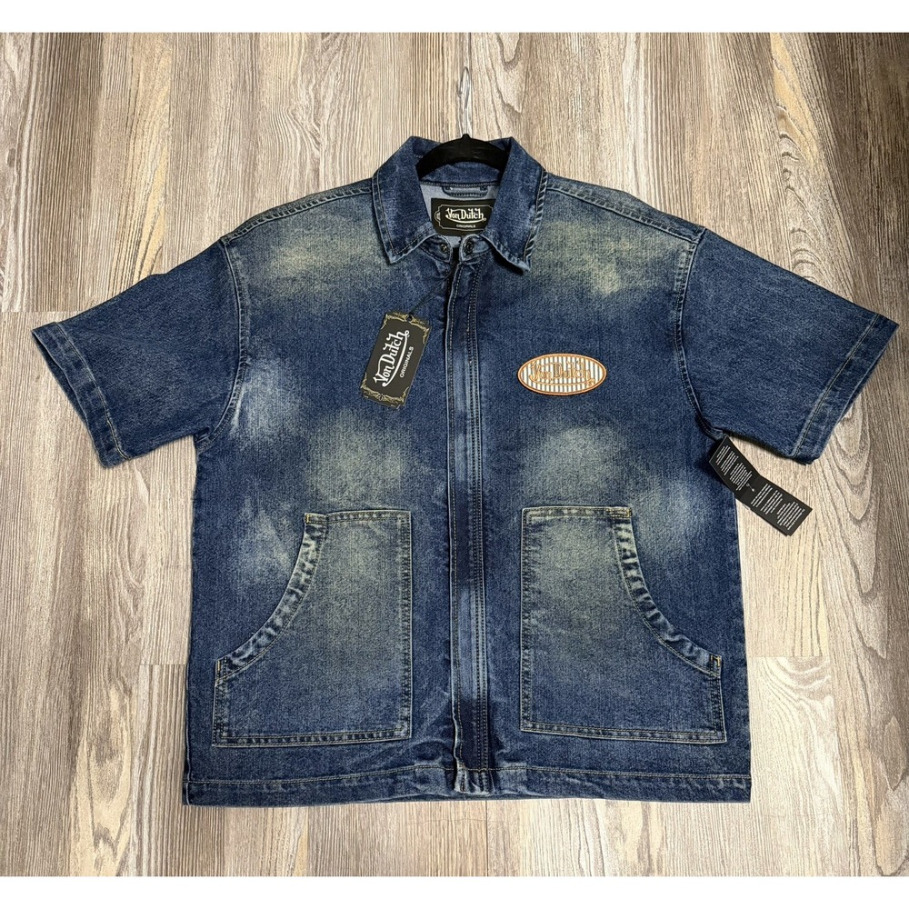 Von Dutch Men's Denim Shirt Size M Short Sleeves
